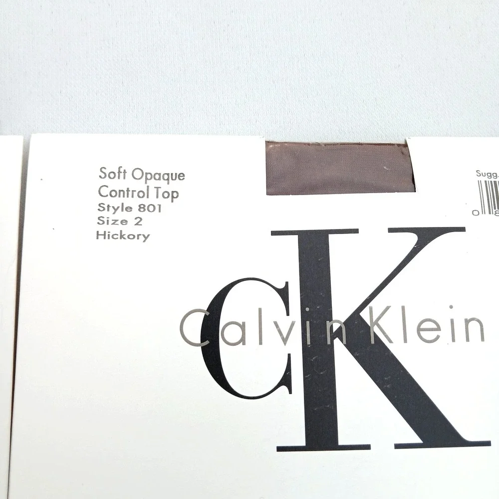 NWT Calvin‎ Klein 2 Pack Control Top Pantyhose Hickory Size 2 Opaque Hosiery